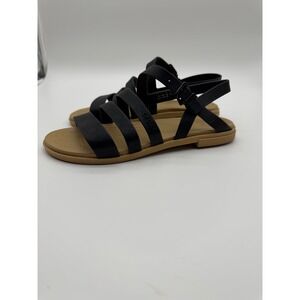 Crocs Tulum Strappy Sandals Black Tan Women 7 Flat Buckle Ankle Strap 206107